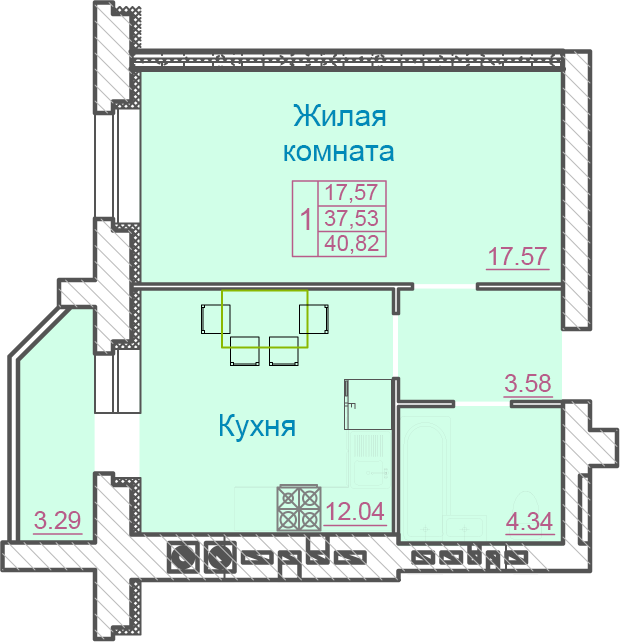 Планировка комнаты в общежитии 17 кв м